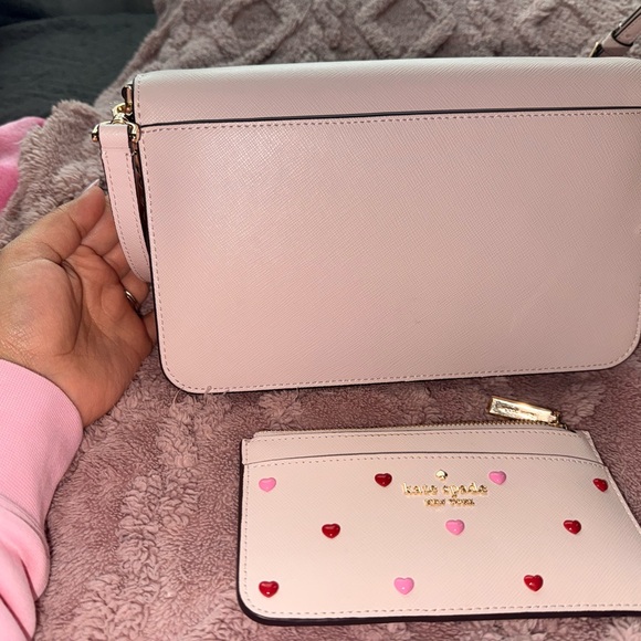 kate spade Pink Heart Print Crossbody with Card Holder - Picture 5 of 7